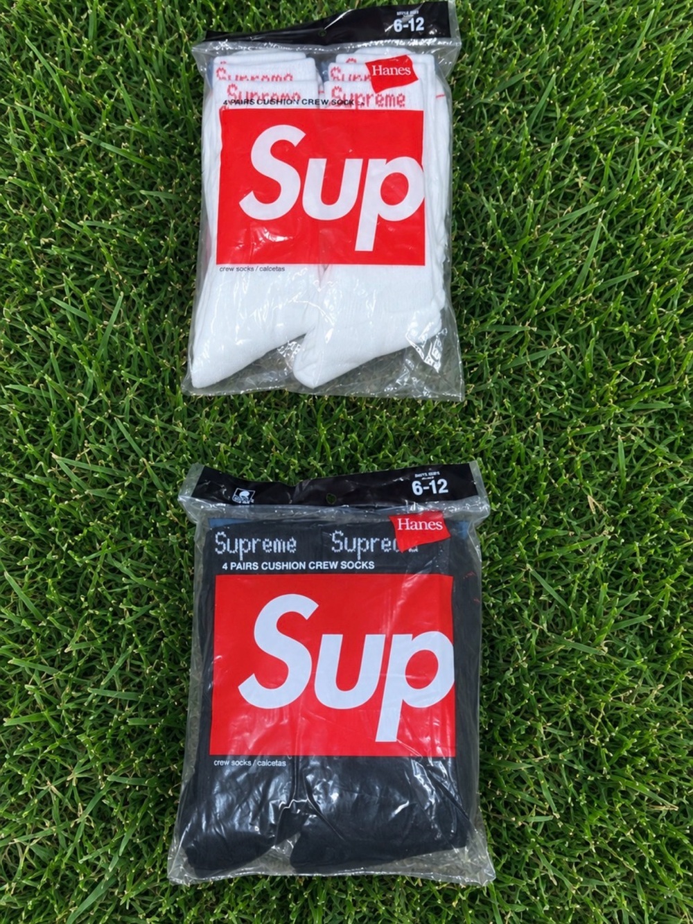 Hanes x Supreme Crew Socks Pack - White & Black